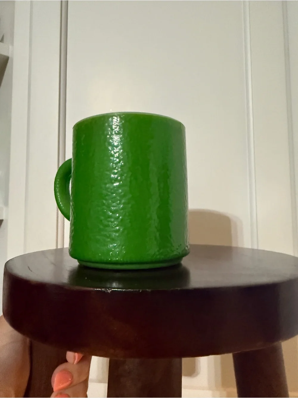 Vintage 1960s Green Textured Ceramic Coffee Mug